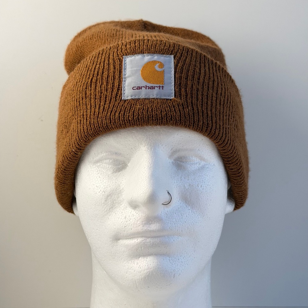 Carhartt Watch Hat Beanie A18 Unisex Brown Knit Cuff Logo Workwear Classic